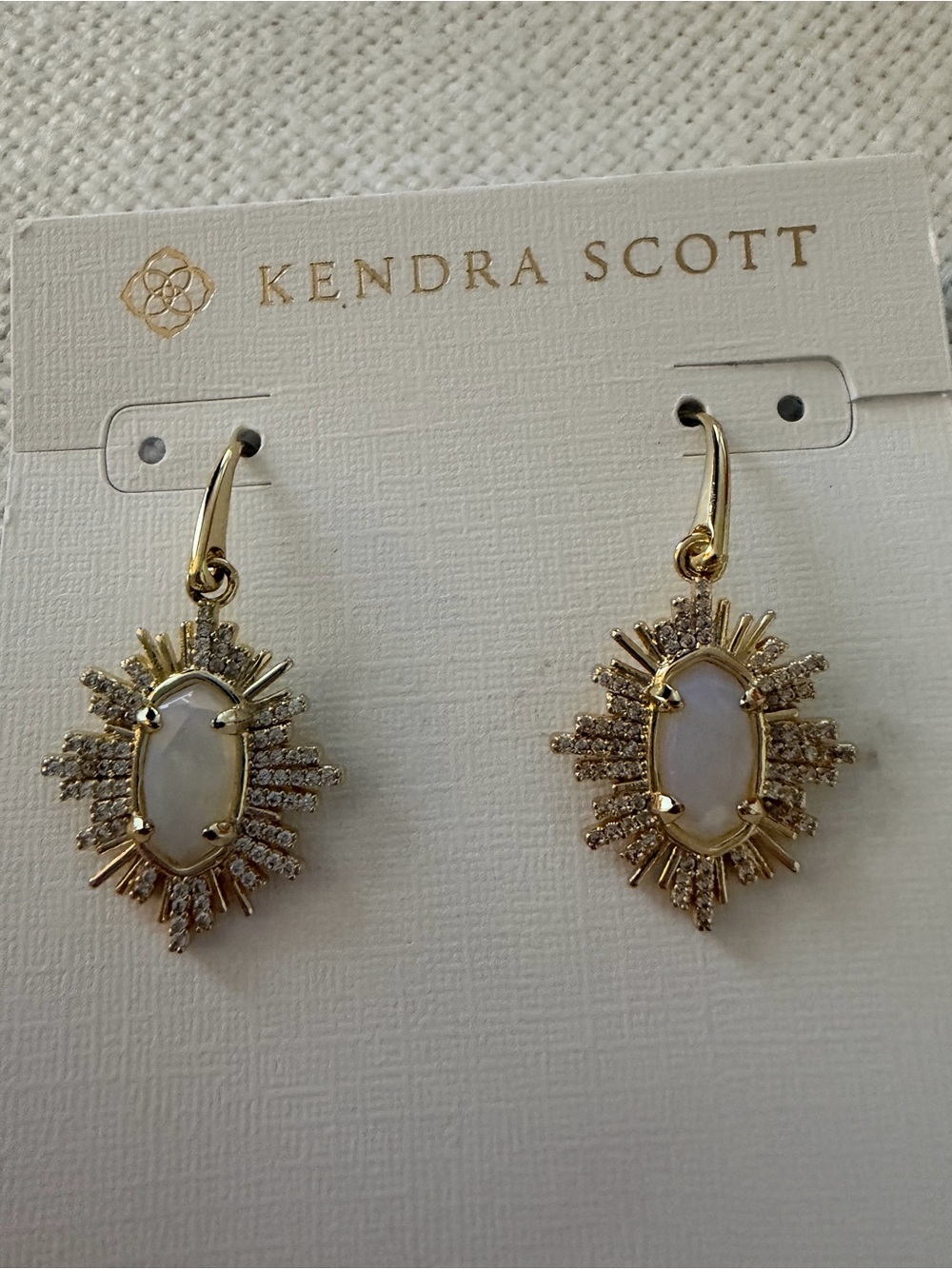 Kendra Scott Gold Opal Sunburst Drop Earrings